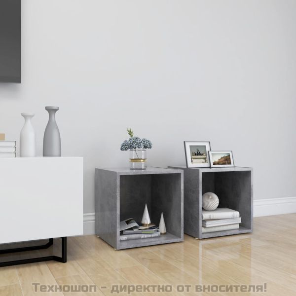ТВ шкафове, 2 бр, бетонно сиви, 37x35x37 см, ПДЧ