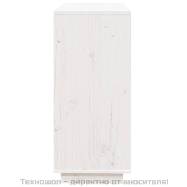 Сайдборд, бял, 74x35x80 см, бор масив