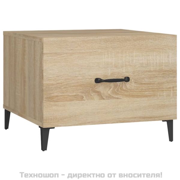 Маса за кафе с метални крака Дъб сонома 50x50x40 см