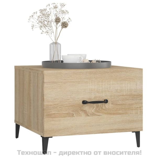 Маса за кафе с метални крака Дъб сонома 50x50x40 см