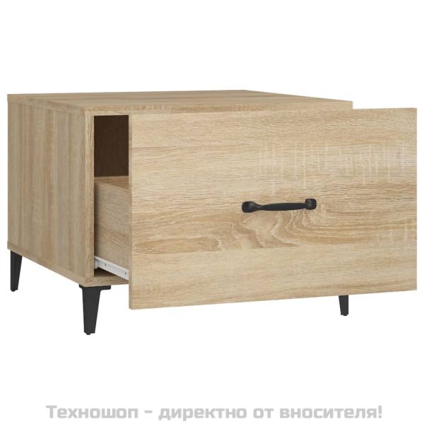 Маса за кафе с метални крака Дъб сонома 50x50x40 см