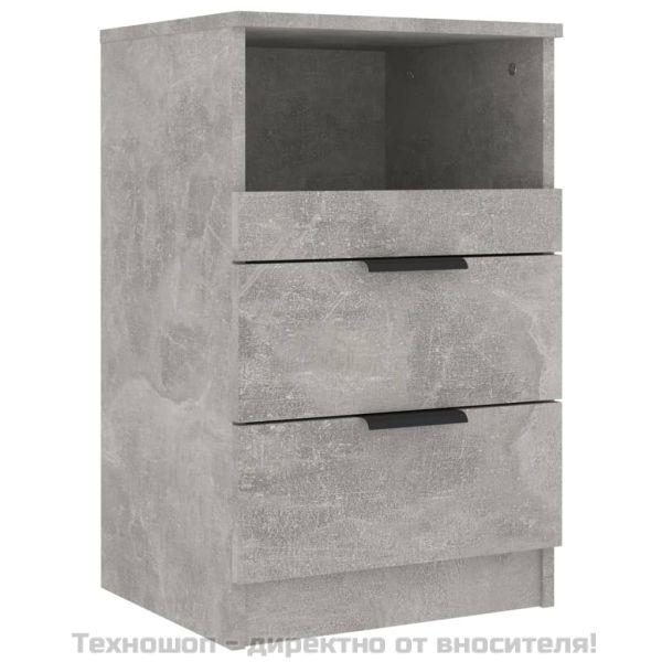 Нощни шкафче, бетонно сиво, инженерна дървесина