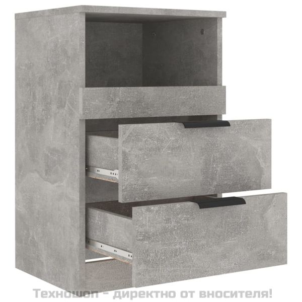 Нощни шкафче, бетонно сиво, инженерна дървесина