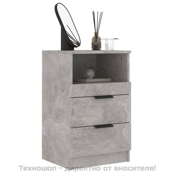 Нощни шкафче, бетонно сиво, инженерна дървесина