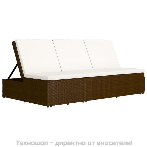 Трансформиращ се шезлонг с шалте, полиратан, кафяв