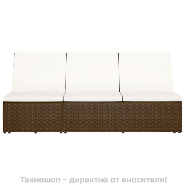 Трансформиращ се шезлонг с шалте, полиратан, кафяв