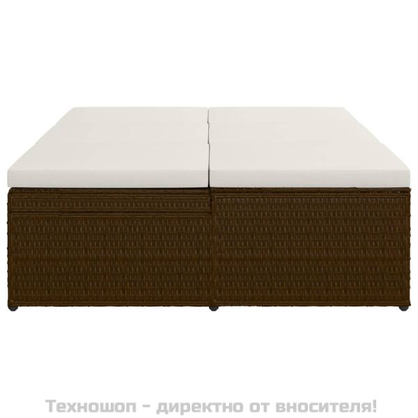 Трансформиращ се шезлонг с шалте, полиратан, кафяв