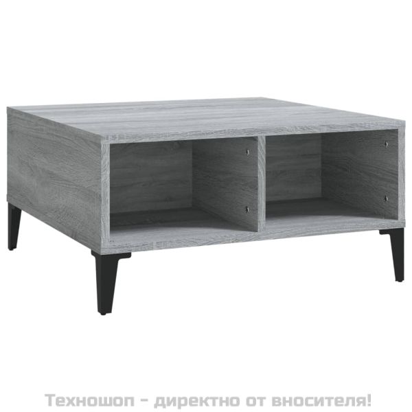 Кафе маса, сив сонома, 60x60x30 см, инженерно дърво