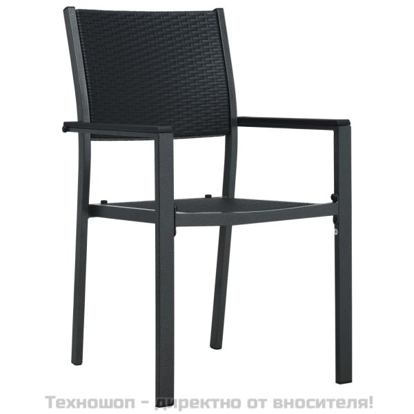 Градински столове, 2 бр, черни, пластмасов ратан