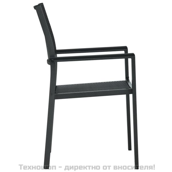 Градински столове, 2 бр, черни, пластмасов ратан