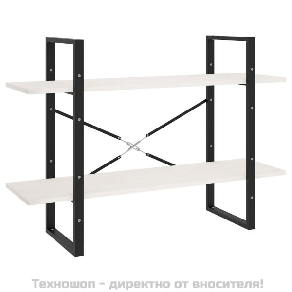 2-етажна библиотека, бяла, 100x30x70 см, борово дърво масив