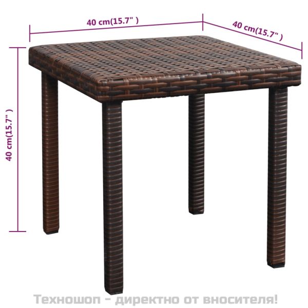 Шезлонг с шалте и маса, кафяв полиратан