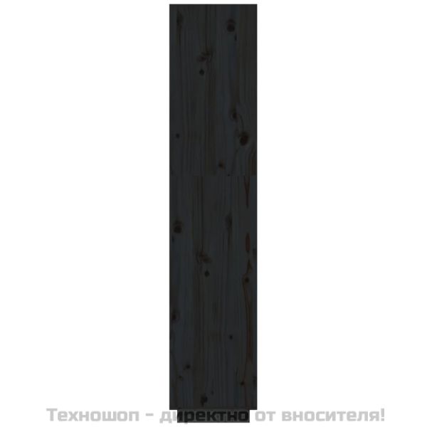 Библиотека/разделител за стая, черна, 40x35x167 см, бор масив