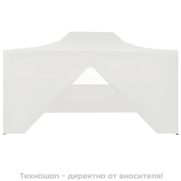 Сгъваема парти шатра с 4 странични стени 280x410x315 см стомана бяла