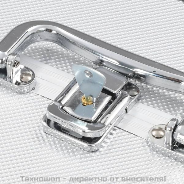 Куфар за гримове, 22x30x21 см, сребрист, алуминий