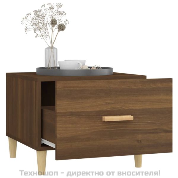 Кафе маси, 2 бр, кафяв дъб, 50x50x40 см, инженерно дърво