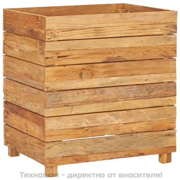 Повдигната леха 50x40x55 см рециклирано тиково дърво и стомана