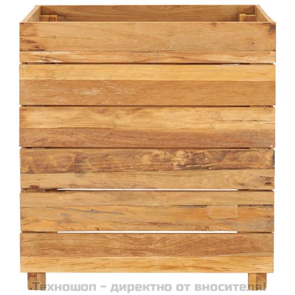 Повдигната леха 50x40x55 см рециклирано тиково дърво и стомана