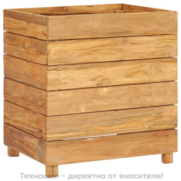 Повдигната леха 50x40x55 см рециклирано тиково дърво и стомана