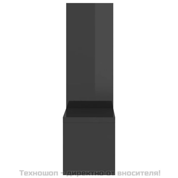 Стенни рафтове, 2 бр, сив гланц, 50x15x50 см, инженерно дърво