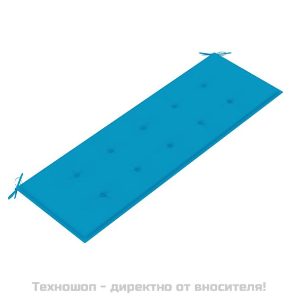 Възглавница за градинска пейка синя 150x50x3 см оксфорд плат