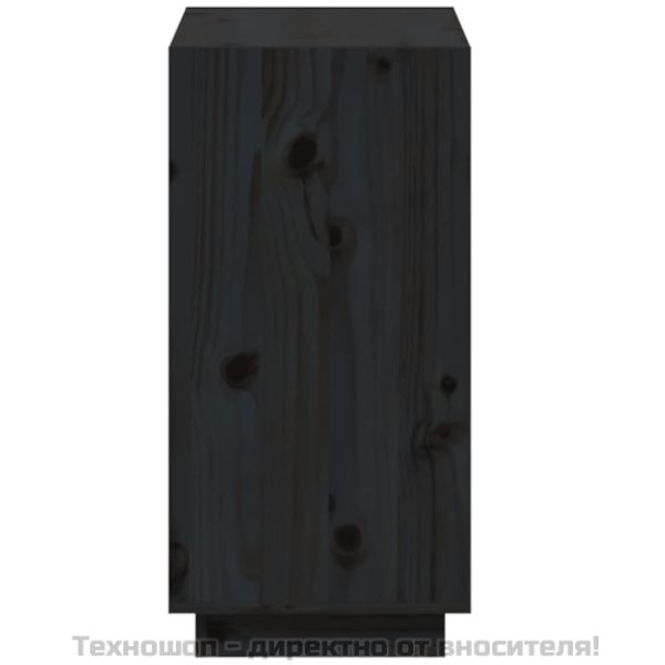 Библиотека, черна, 60x35x71 см, борово дърво масив