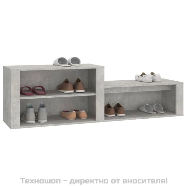Шкаф за обувки, бетонно сив, 150x35x45 см, инженерно дърво