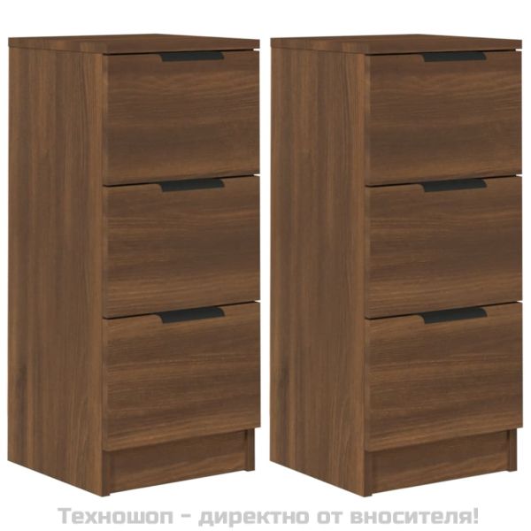Сайдборди, 2 бр, Кафяв дъб, 30x30x70 см, инженерно дърво