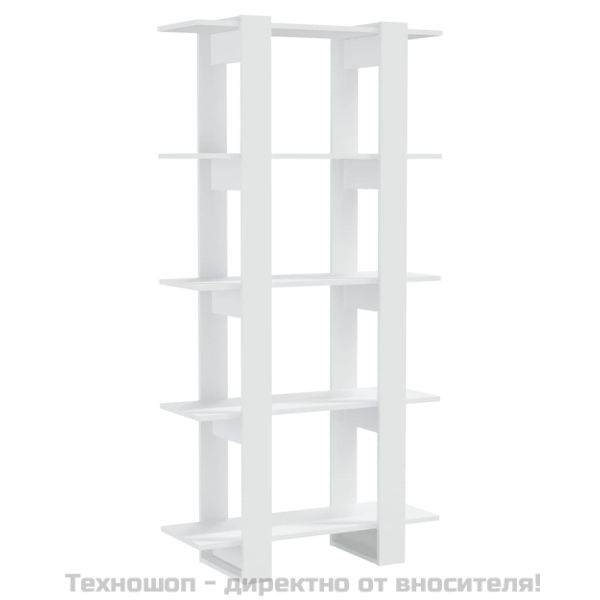 Библиотека/разделител за стая бяла 80x30x160 см инженерно дърво