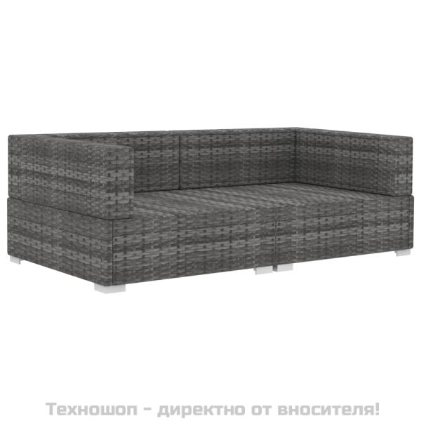 Модулни ъглови фотьойли с възглавници, 2 бр, полиратан, сиви