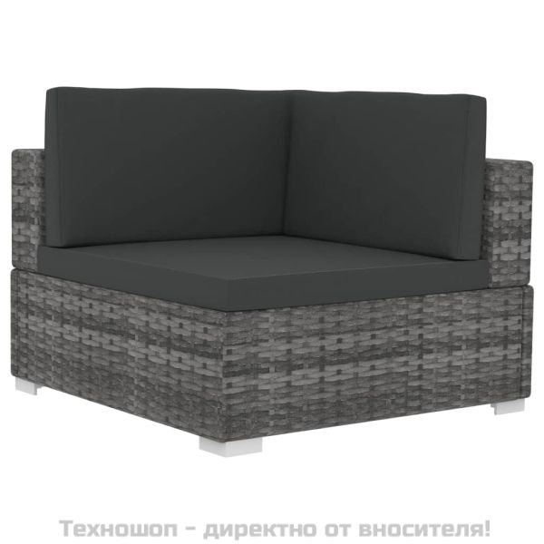 Модулни ъглови фотьойли с възглавници, 2 бр, полиратан, сиви