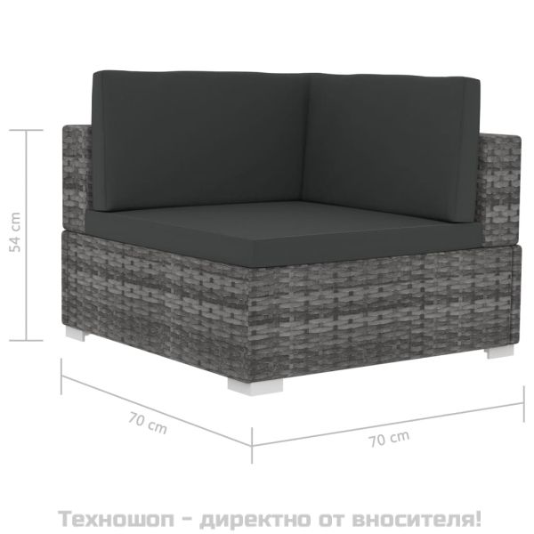 Модулни ъглови фотьойли с възглавници, 2 бр, полиратан, сиви