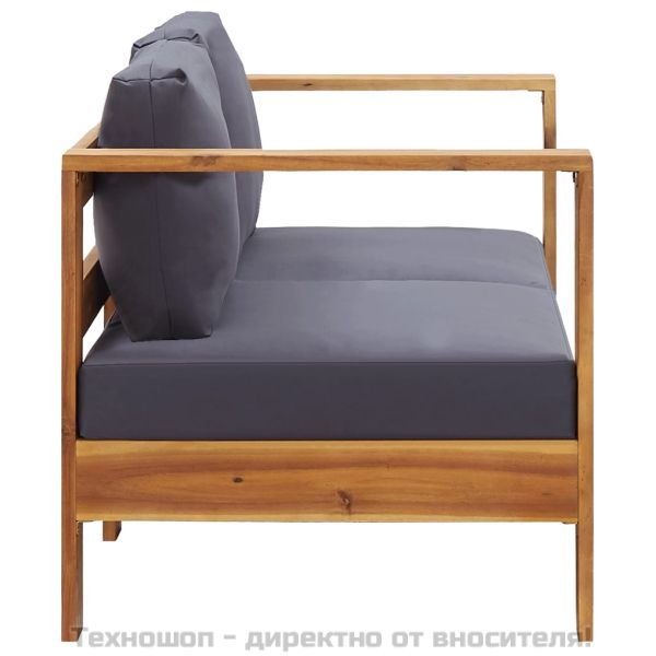 Градинска пейка с възглавници, 140 см, акация масив, сива