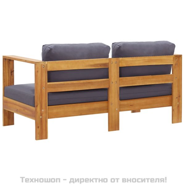 Градинска пейка с възглавници, 140 см, акация масив, сива