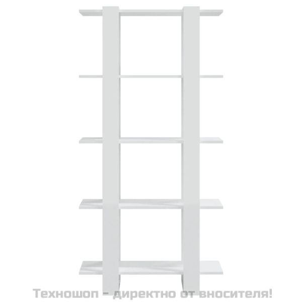 Библиотека/разделител за стая, бял гланц, 80x30x160 см