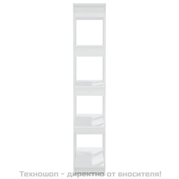 Библиотека/разделител за стая, бял гланц, 80x30x160 см