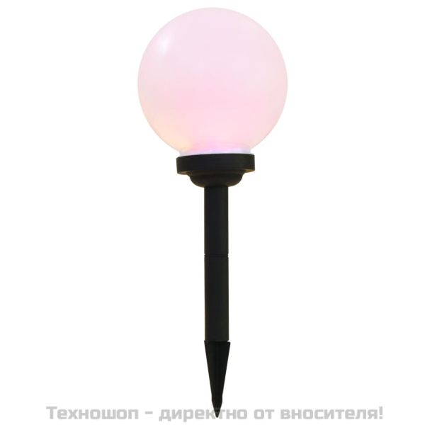 Градински соларни лампи, LED, 3 бр, сферични, 20 см, RGB