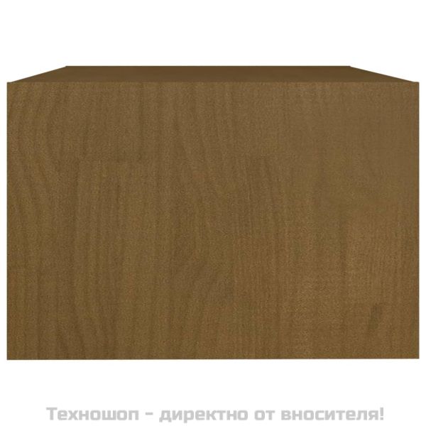 Маса за кафе, меденокафява, 75x50x33,5 см, борово дърво масив