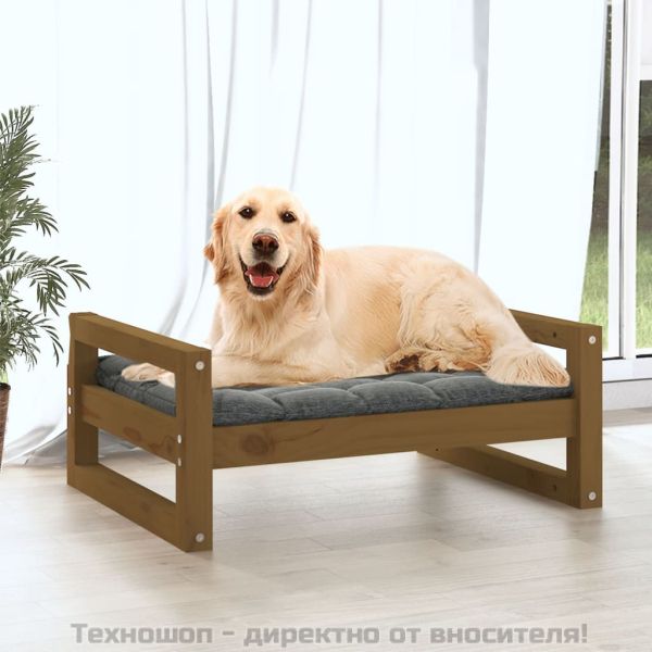 821480 Кучешко легло, меденокафяво, 75,5x55,5x28 см, бор масив