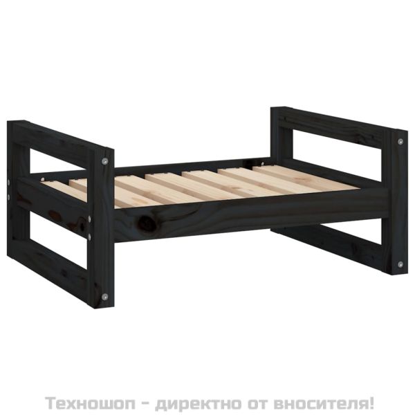 Кучешко легло, черно, 65,5x50,5x28 см, борова дървесина масив