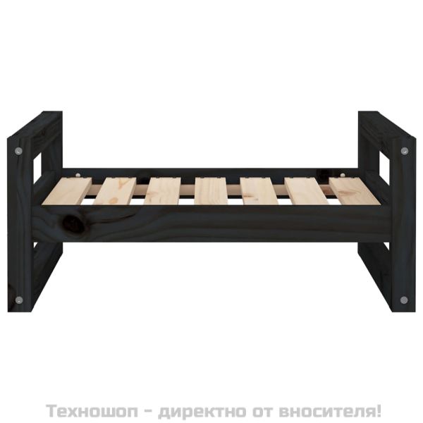 Кучешко легло, черно, 65,5x50,5x28 см, борова дървесина масив
