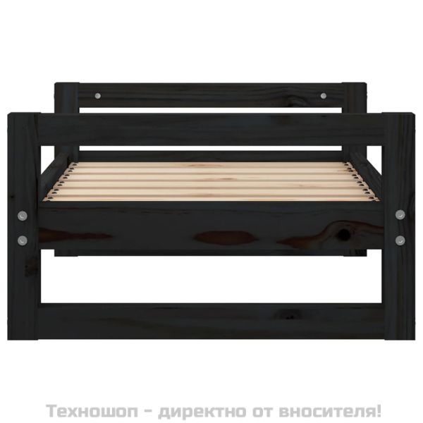 Кучешко легло, черно, 65,5x50,5x28 см, борова дървесина масив