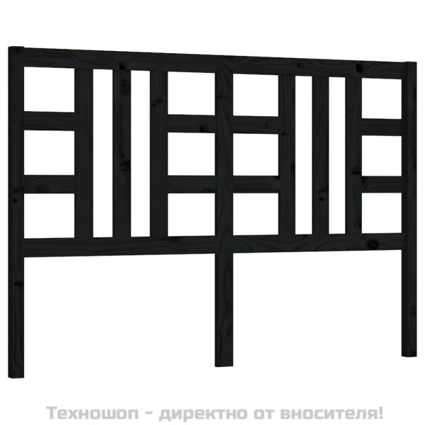 Горна табла за легло, черна, 126x4x100 см, бор масив