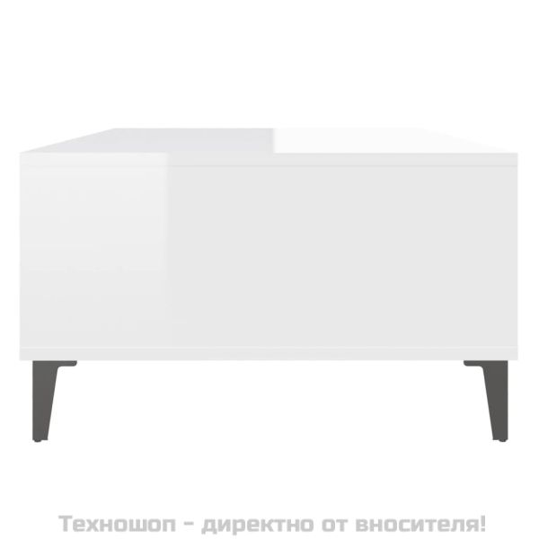 Маса за кафе, бял гланц, 103,5x60x35 см, инженерно дърво