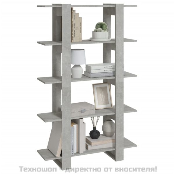 Библиотека/разделител за стая, бетонно сива, 100x30x160 см