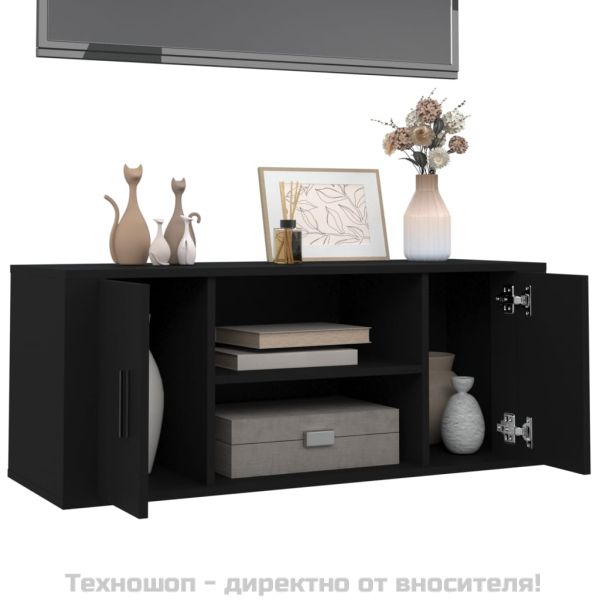 ТB шкаф, черен, 100x35x40 см, инженерно дърво