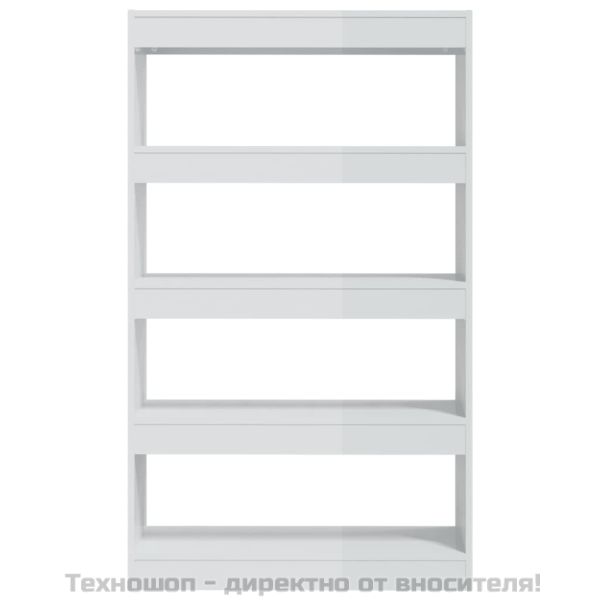 Разделител за стая, бял гланц, 80x30x135 см, инженерно дърво