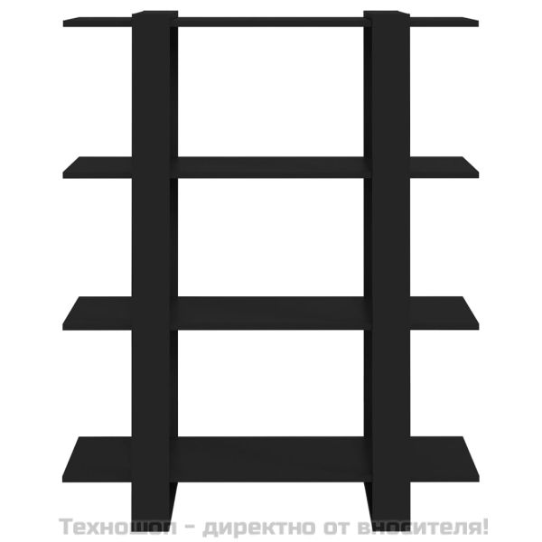 Библиотека/разделител за стая, черна, 100x30x123,5 см