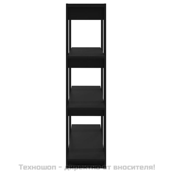 Библиотека/разделител за стая, черна, 100x30x123,5 см