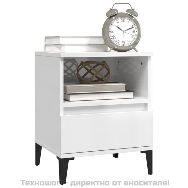 Нощни шкафчета, 2 бр, бял гланц, 40x35x50 см